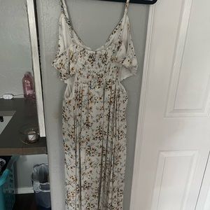 White floral long sun dress
